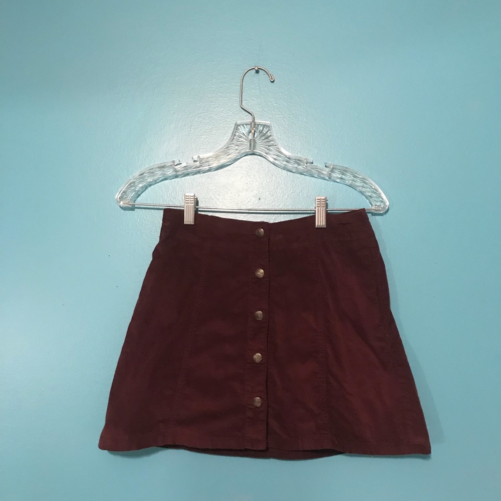 Button Up Velvet Skirt